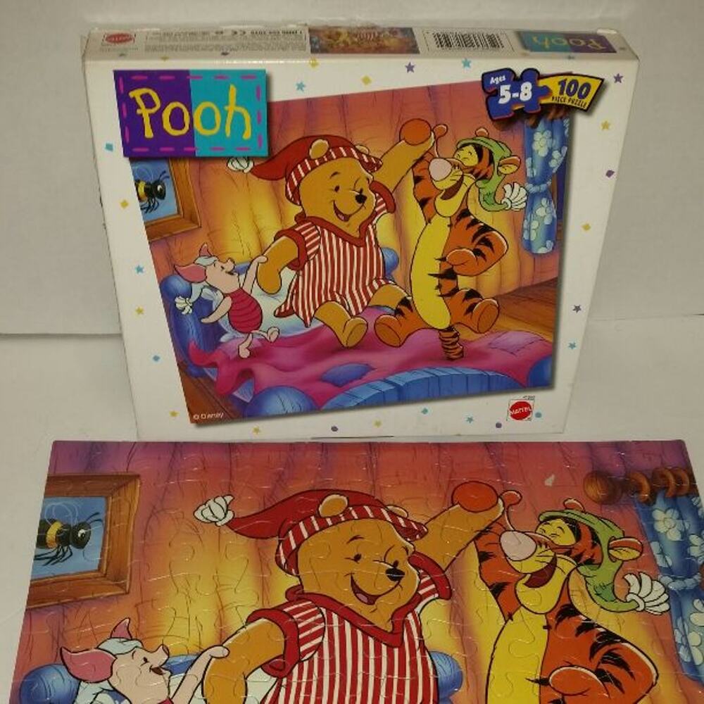 Winnie The Pooh 100 Piece Jigsaw Puzzle by Mattel 1999 12.5" X 15" RARE Vintage